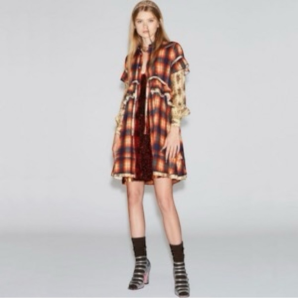 DSQUARED2 Multicolor Floral Check Print Dress, 38, NWT, MSRP $1,200